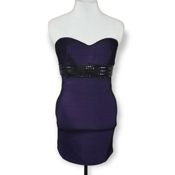 Coquette Purple Body Con Fitted Mini Dress Fishnet Overlay Pyramid Stud Punk Emo - Picture 6 of 8